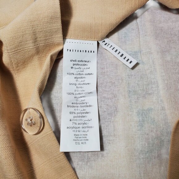 2 Pottery Barn Embroidered Floral Cotton Pillow Covers 20x20 Beige Turquoise - Picture 7 of 10